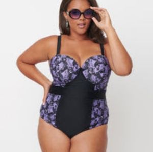 Unique Vintage Purple Lacy Bats Swimsuit